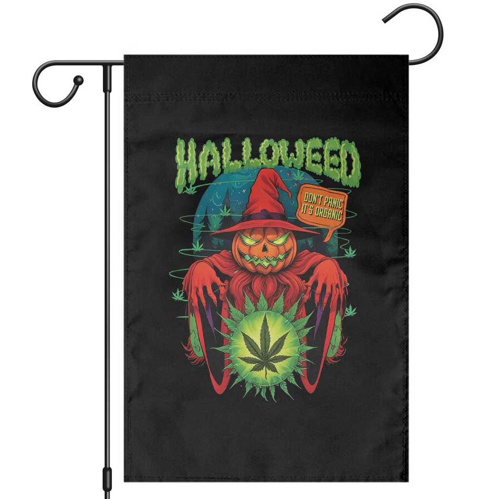 Funny Halloween Garden Flag Happy Halloweed Pumpkin Witch Weed Cannabis Smoking TS09 Black Print Your Wear