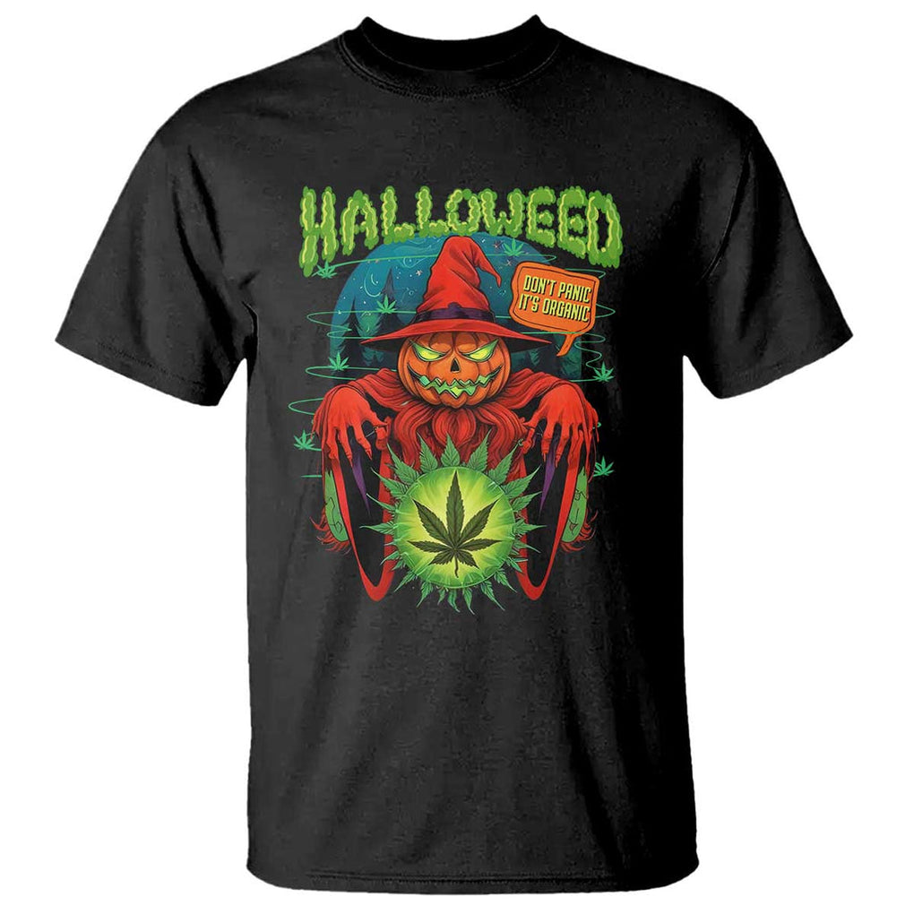 Funny Halloween T Shirt Happy Halloweed Pumpkin Witch Weed Cannabis Smoking TS09 Black Print Your Wear