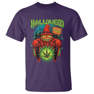 Funny Halloween T Shirt Happy Halloweed Pumpkin Witch Weed Cannabis Smoking TS09 Purple Print Your Wear