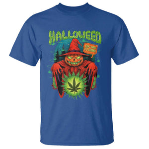 Funny Halloween T Shirt Happy Halloweed Pumpkin Witch Weed Cannabis Smoking TS09 Royal Blue Print Your Wear