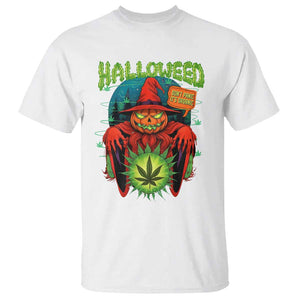 Funny Halloween T Shirt Happy Halloweed Pumpkin Witch Weed Cannabis Smoking TS09 White Print Your Wear