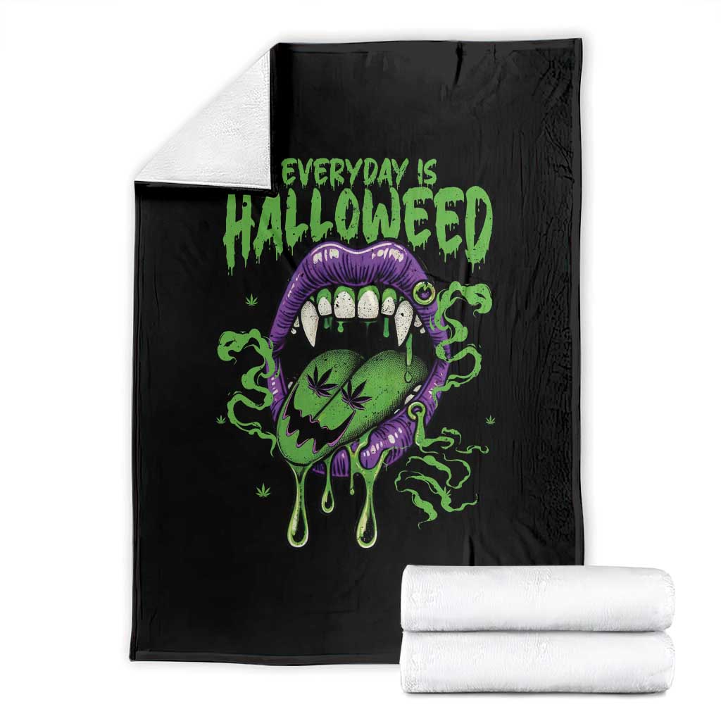 Funny Halloween Throw Blanket Everyday Is Halloweed Vampire Weed Cannabis Smoking TS09 Black Print Your Wear