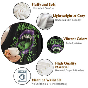 Funny Halloween Throw Blanket Everyday Is Halloweed Vampire Weed Cannabis Smoking TS09 Print Your Wear