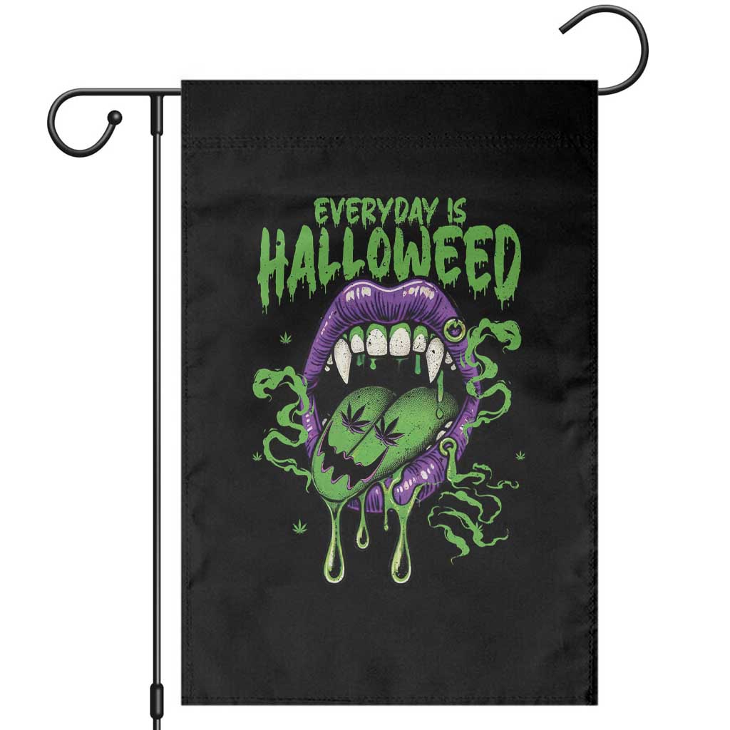 Funny Halloween Garden Flag Everyday Is Halloweed Vampire Weed Cannabis Smoking TS09 Black Print Your Wear