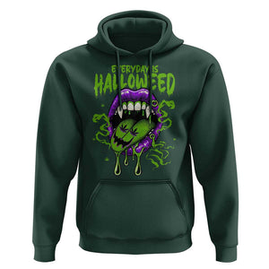 Funny Halloween Hoodie Everyday Is Halloweed Vampire Weed Cannabis Smoking TS09 Dark Forest Green Print Your Wear