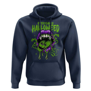 Funny Halloween Hoodie Everyday Is Halloweed Vampire Weed Cannabis Smoking TS09 Navy Print Your Wear