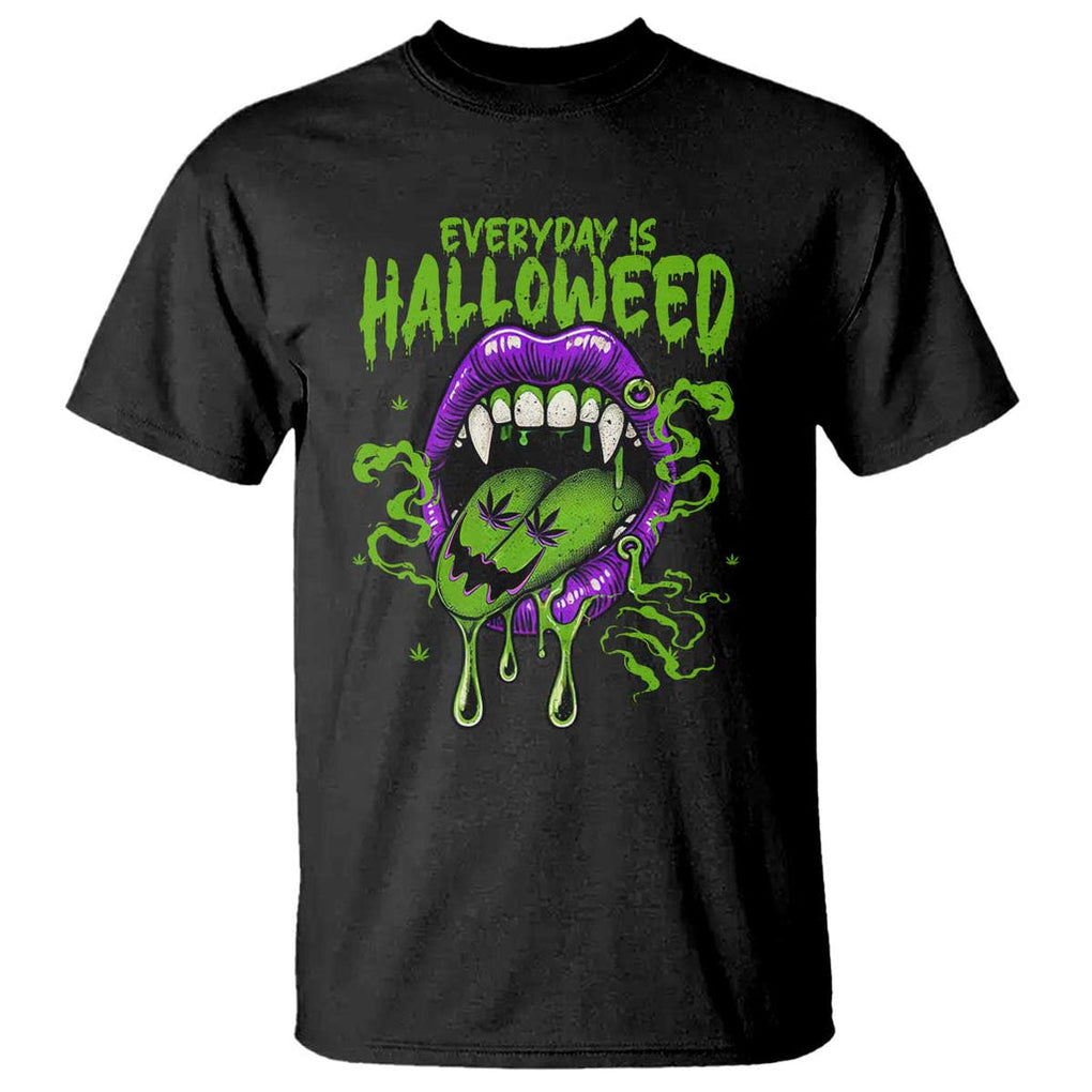 Funny Halloween T Shirt Everyday Is Halloweed Vampire Weed Cannabis Smoking TS09 Black Print Your Wear