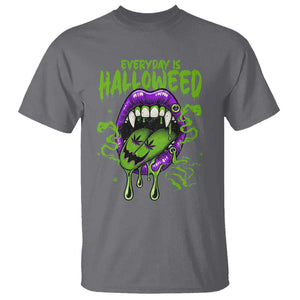 Funny Halloween T Shirt Everyday Is Halloweed Vampire Weed Cannabis Smoking TS09 Charcoal Print Your Wear