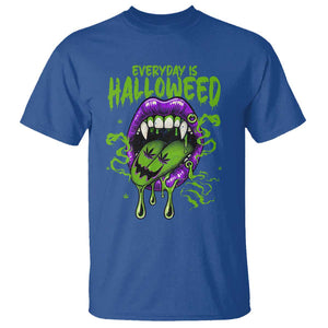 Funny Halloween T Shirt Everyday Is Halloweed Vampire Weed Cannabis Smoking TS09 Royal Blue Print Your Wear