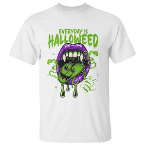 Funny Halloween T Shirt Everyday Is Halloweed Vampire Weed Cannabis Smoking TS09 White Print Your Wear