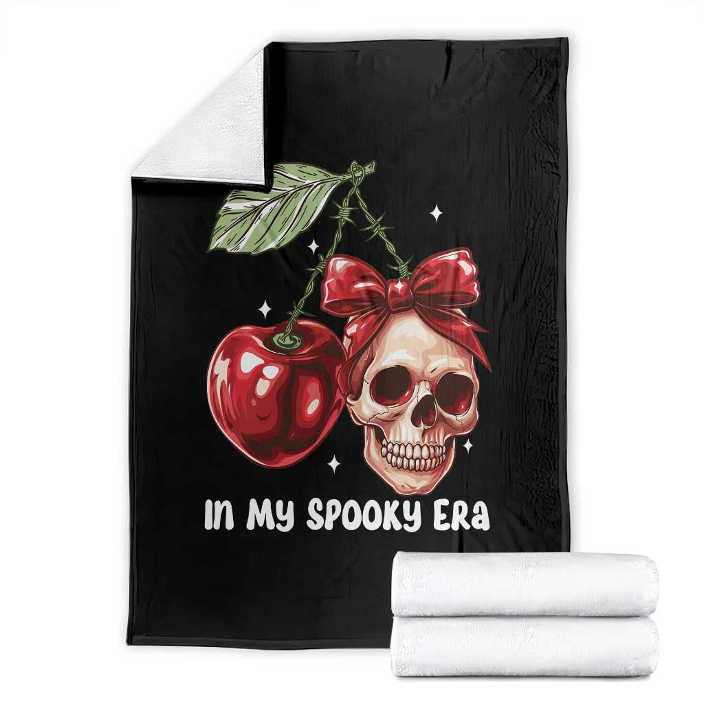 Halloween Coquette Throw Blanket In My Spooky Era Skull Cherry TS09 Black Print Your Wear