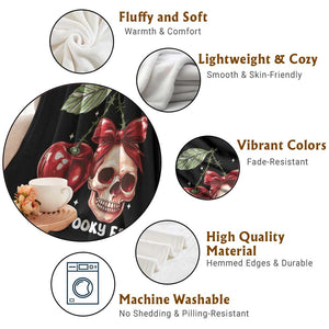 Halloween Coquette Throw Blanket In My Spooky Era Skull Cherry TS09 Print Your Wear