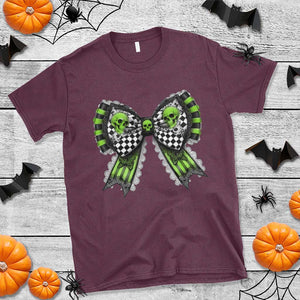 Coquette Halloween T Shirt Spooky Bow Skull TS09 Maroon Print Your Wear