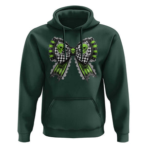 Coquette Halloween Hoodie Spooky Bow Skull TS09 Dark Forest Green Print Your Wear