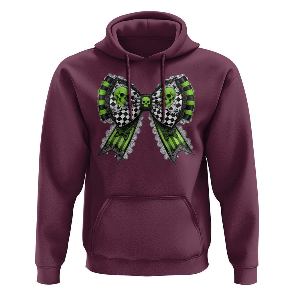 Coquette Halloween Hoodie Spooky Bow Skull TS09 Maroon Print Your Wear