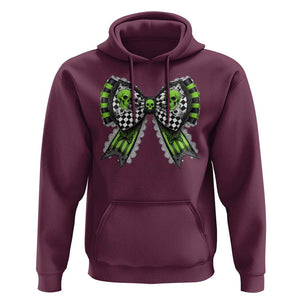 Coquette Halloween Hoodie Spooky Bow Skull TS09 Maroon Print Your Wear