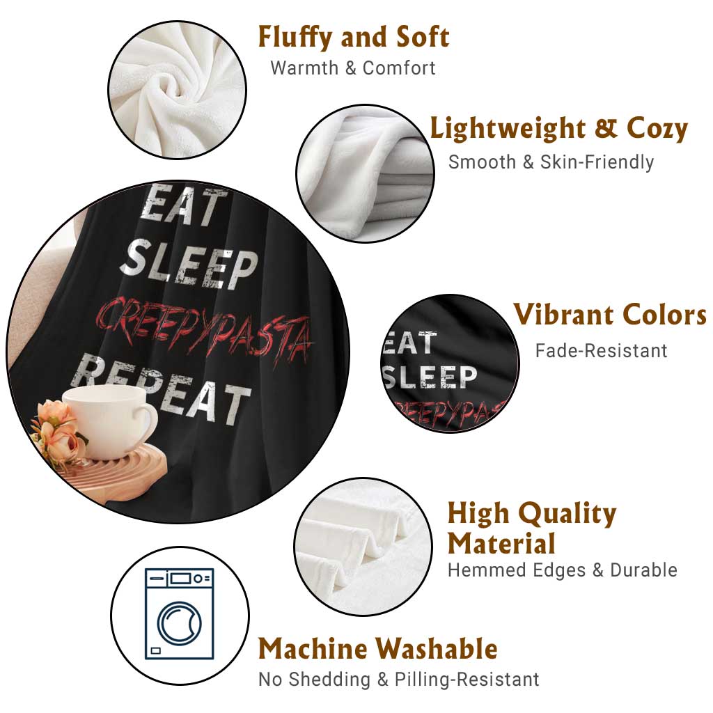 Horror Movie Lover Throw Blanket Eat Sleep Creepypasta Repeat TS09 Print Your Wear