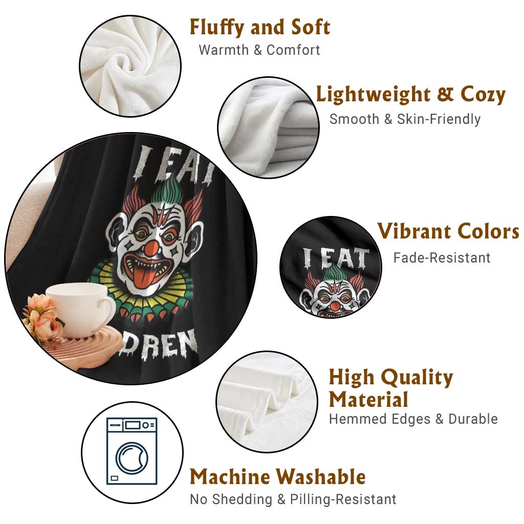 Halloween Clown Throw Blanket I Eat Children Spooky Mask TS09 Print Your Wear