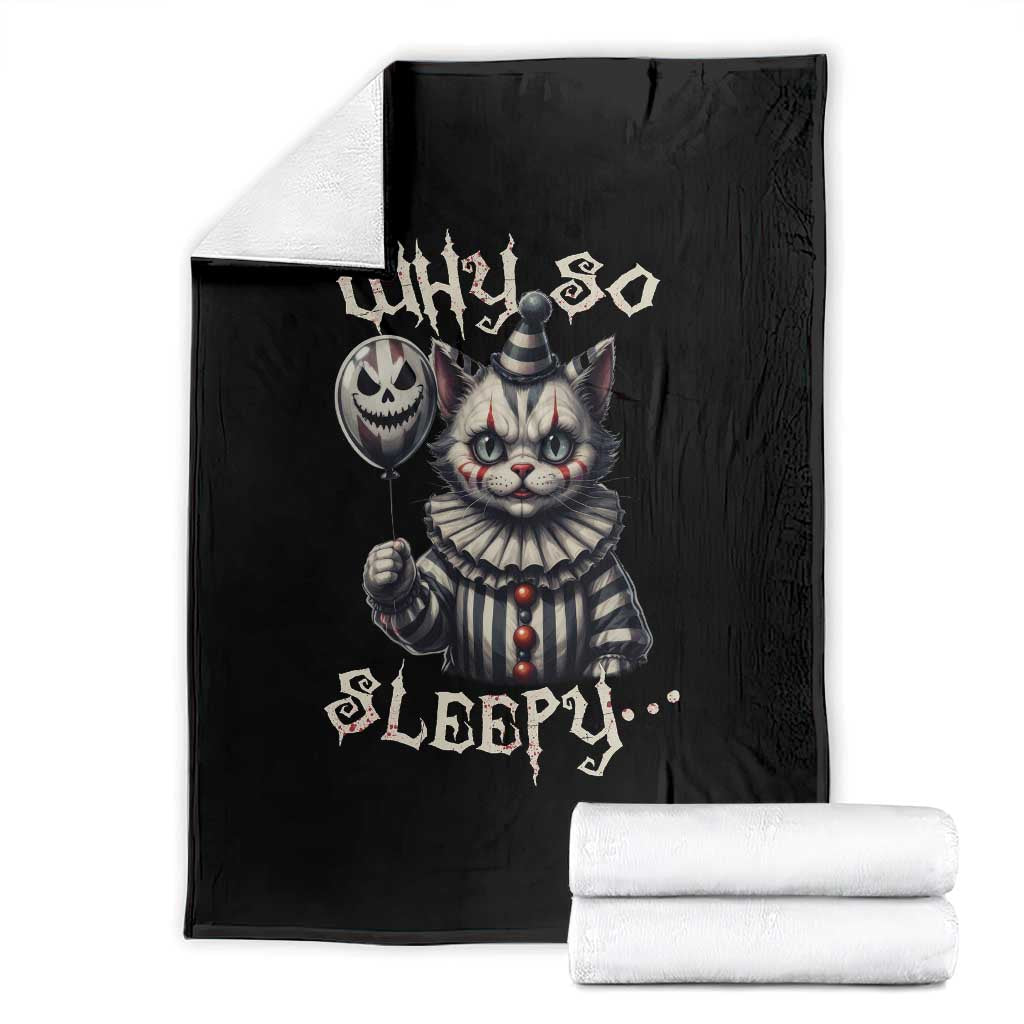 Halloween Cat Clown Throw Blanket Why So Sleepy Creepy TS09 Black Print Your Wear