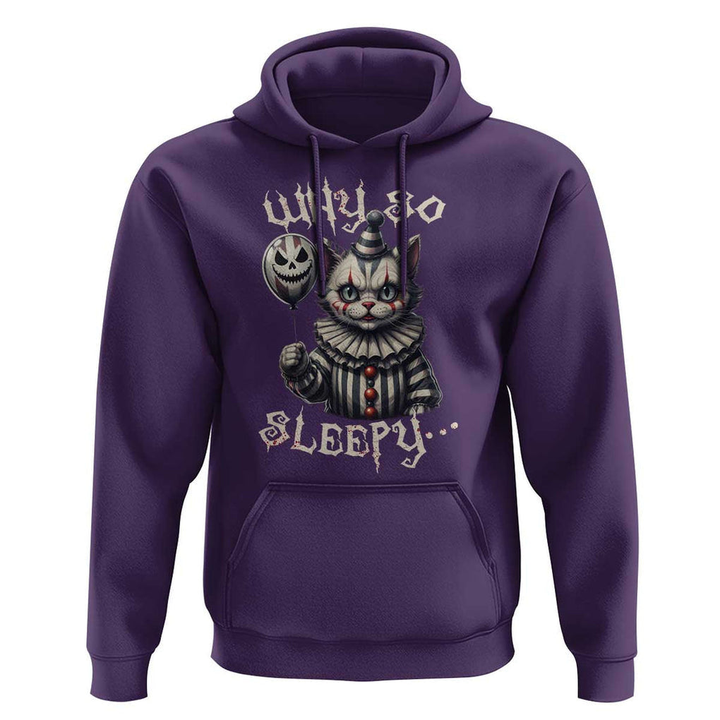 Halloween Cat Clown Hoodie Why So Sleepy Creepy TS09 Purple Print Your Wear