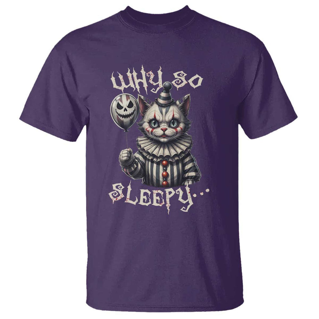 Halloween Cat Clown T Shirt Why So Sleepy Creepy TS09 Purple Print Your Wear