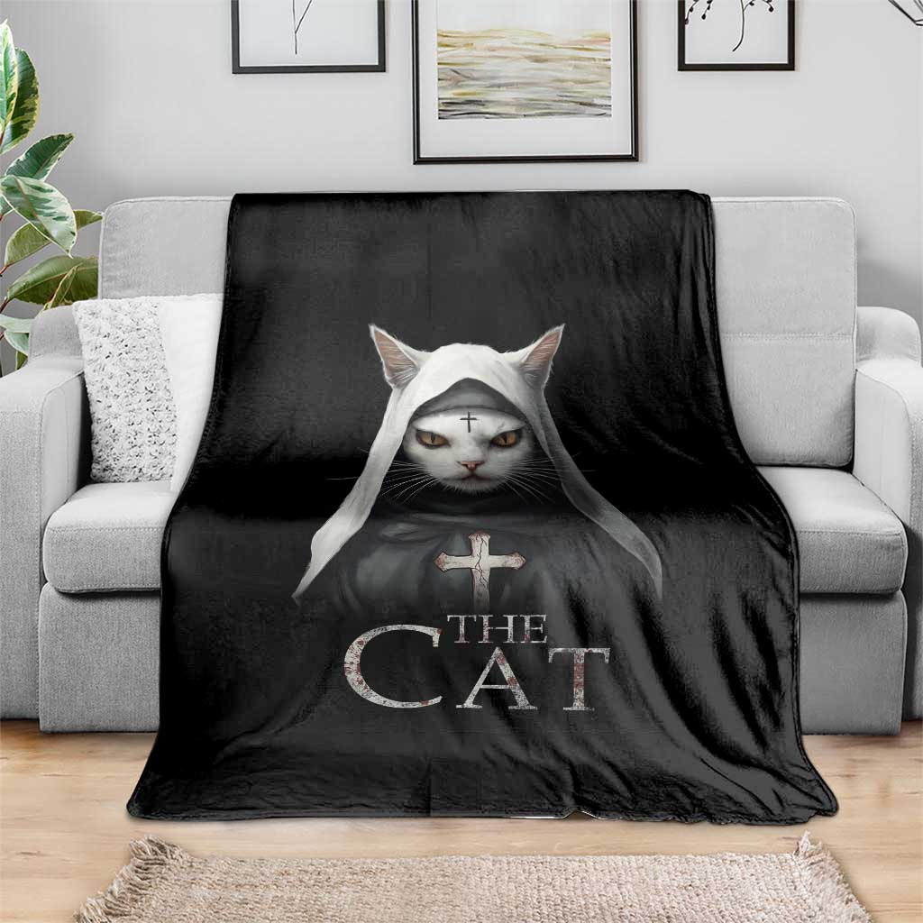 Halloween Cat Throw Blanket The Cat Nun Spooky TS09 Print Your Wear