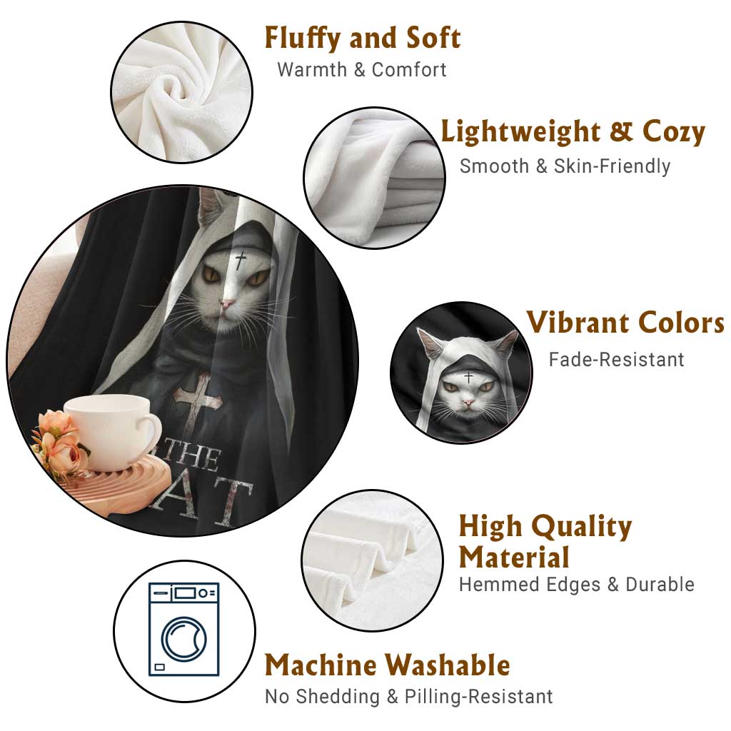 Halloween Cat Throw Blanket The Cat Nun Spooky TS09 Print Your Wear