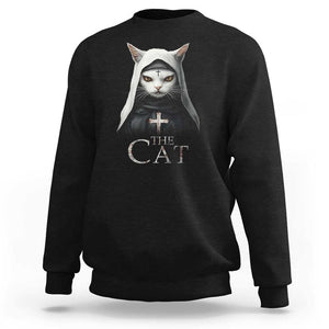 Halloween Cat Sweatshirt The Cat Nun Spooky TS09 Black Print Your Wear
