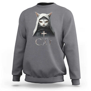Halloween Cat Sweatshirt The Cat Nun Spooky TS09 Charcoal Print Your Wear