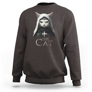 Halloween Cat Sweatshirt The Cat Nun Spooky TS09 Dark Chocolate Print Your Wear