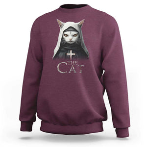 Halloween Cat Sweatshirt The Cat Nun Spooky TS09 Maroon Print Your Wear