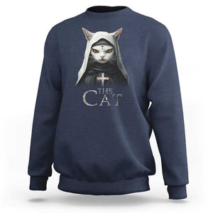 Halloween Cat Sweatshirt The Cat Nun Spooky TS09 Navy Print Your Wear