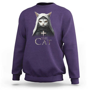 Halloween Cat Sweatshirt The Cat Nun Spooky TS09 Purple Print Your Wear