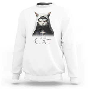 Halloween Cat Sweatshirt The Cat Nun Spooky TS09 White Print Your Wear