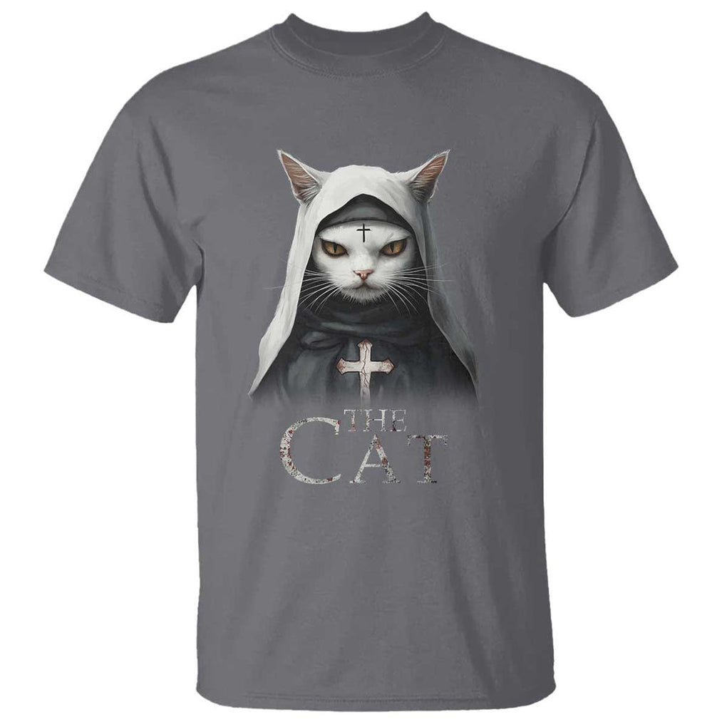 Halloween Cat T Shirt The Cat Nun Spooky TS09 Charcoal Print Your Wear