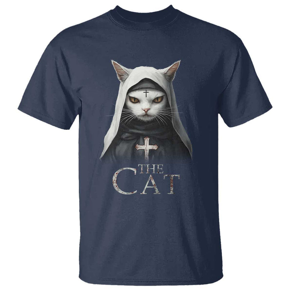 Halloween Cat T Shirt The Cat Nun Spooky TS09 Navy Print Your Wear