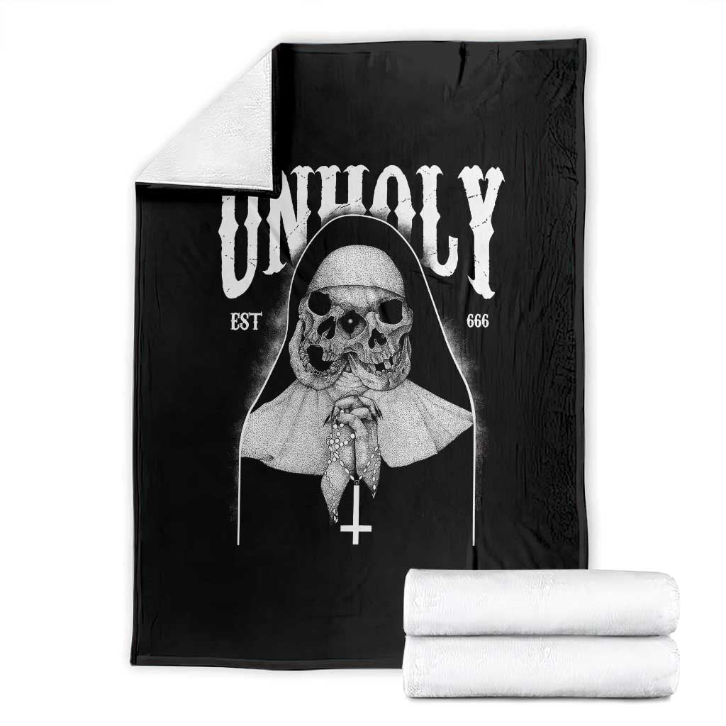Unholy Nun Throw Blanket Skeleton Dirty Nun Creepy Halloween TS09 Black Print Your Wear