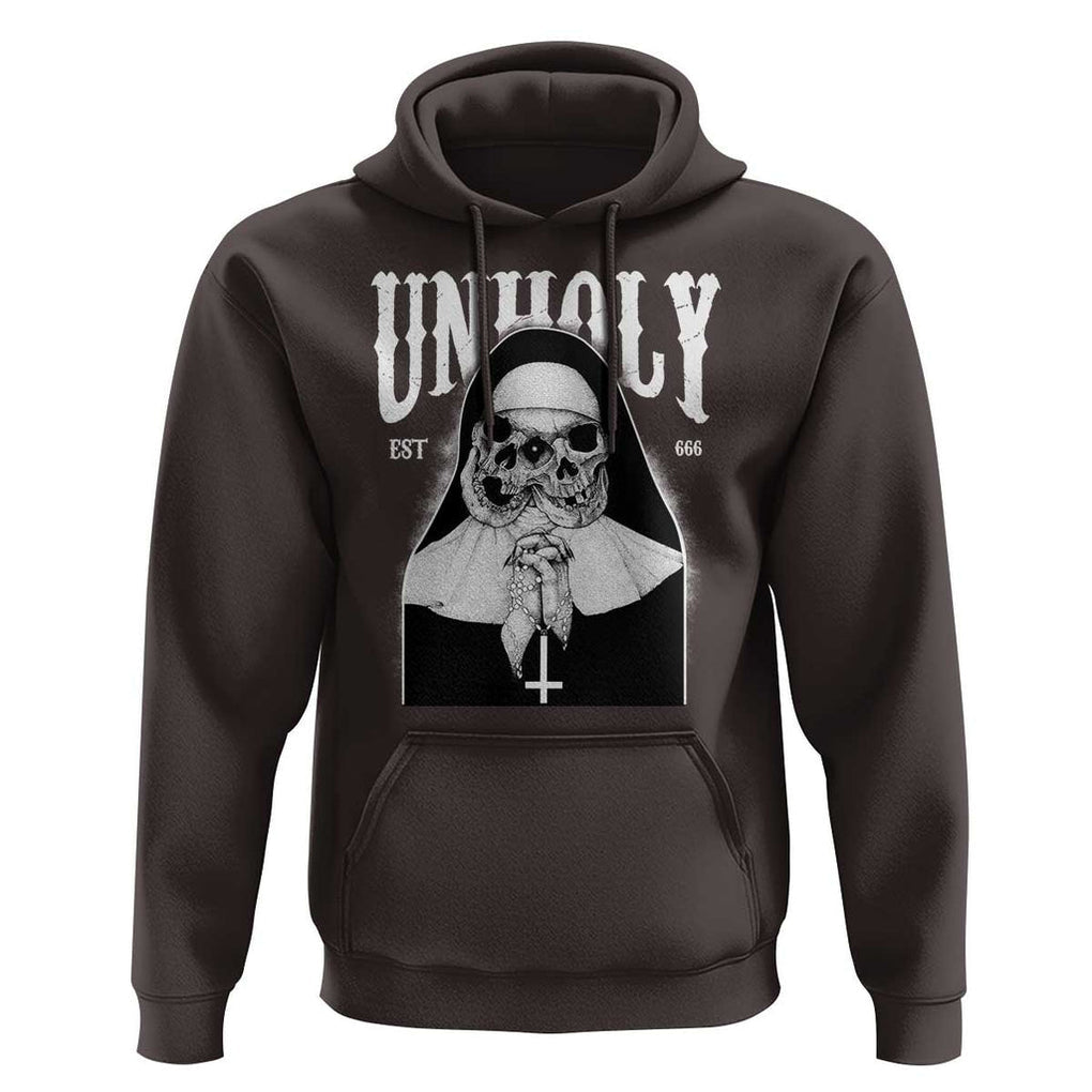 Unholy Nun Hoodie Skeleton Dirty Nun Creepy Halloween TS09 Dark Chocolate Print Your Wear
