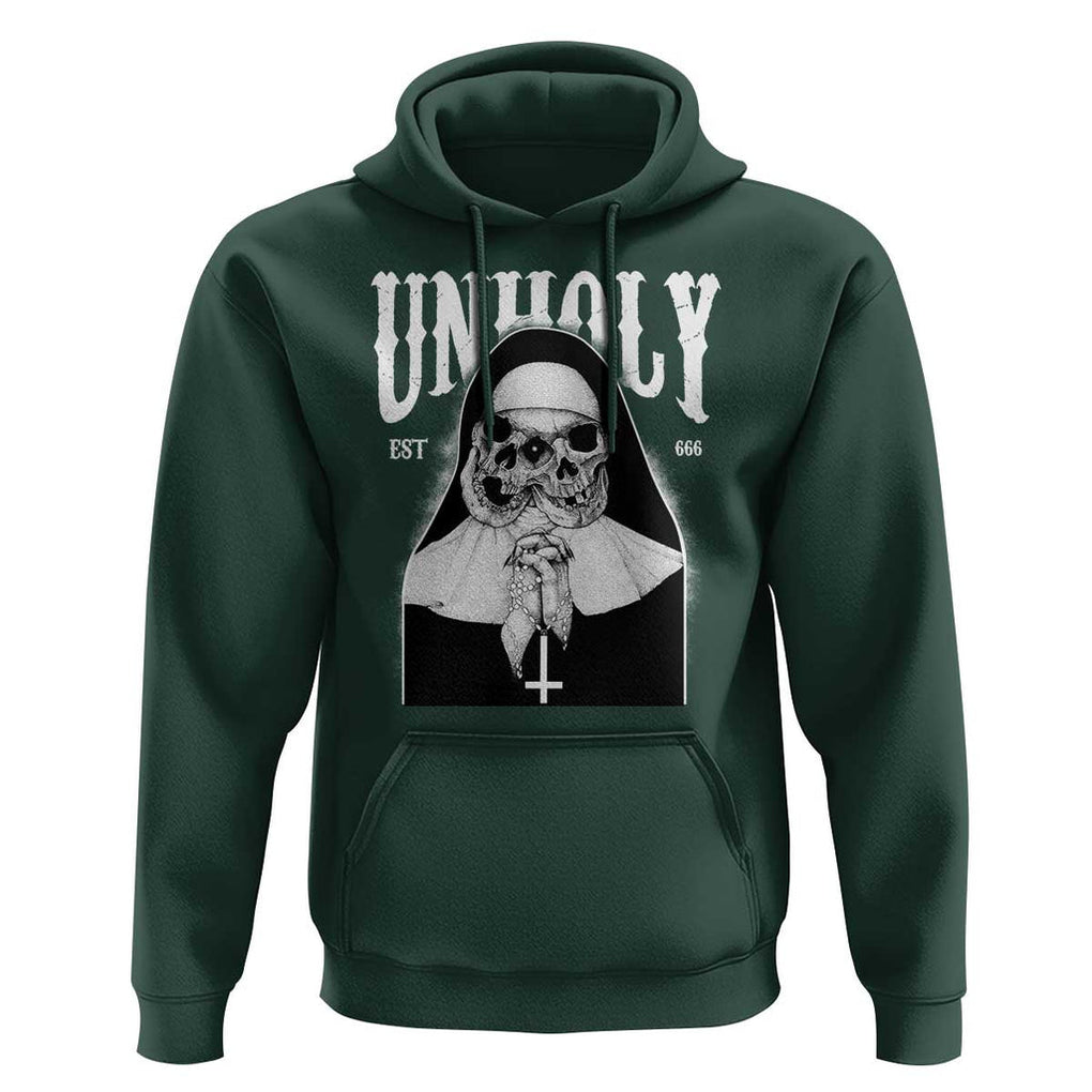 Unholy Nun Hoodie Skeleton Dirty Nun Creepy Halloween TS09 Dark Forest Green Print Your Wear