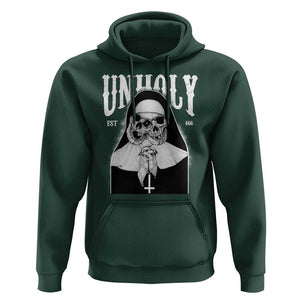 Unholy Nun Hoodie Skeleton Dirty Nun Creepy Halloween TS09 Dark Forest Green Print Your Wear