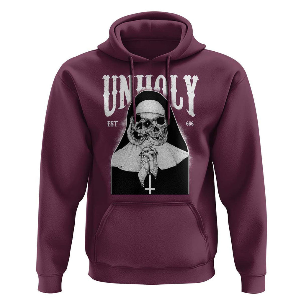 Unholy Nun Hoodie Skeleton Dirty Nun Creepy Halloween TS09 Maroon Print Your Wear