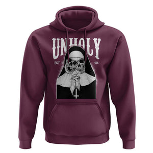 Unholy Nun Hoodie Skeleton Dirty Nun Creepy Halloween TS09 Maroon Print Your Wear