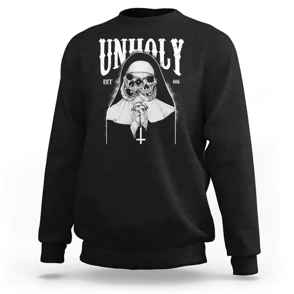 Unholy Nun Sweatshirt Skeleton Dirty Nun Creepy Halloween TS09 Black Print Your Wear
