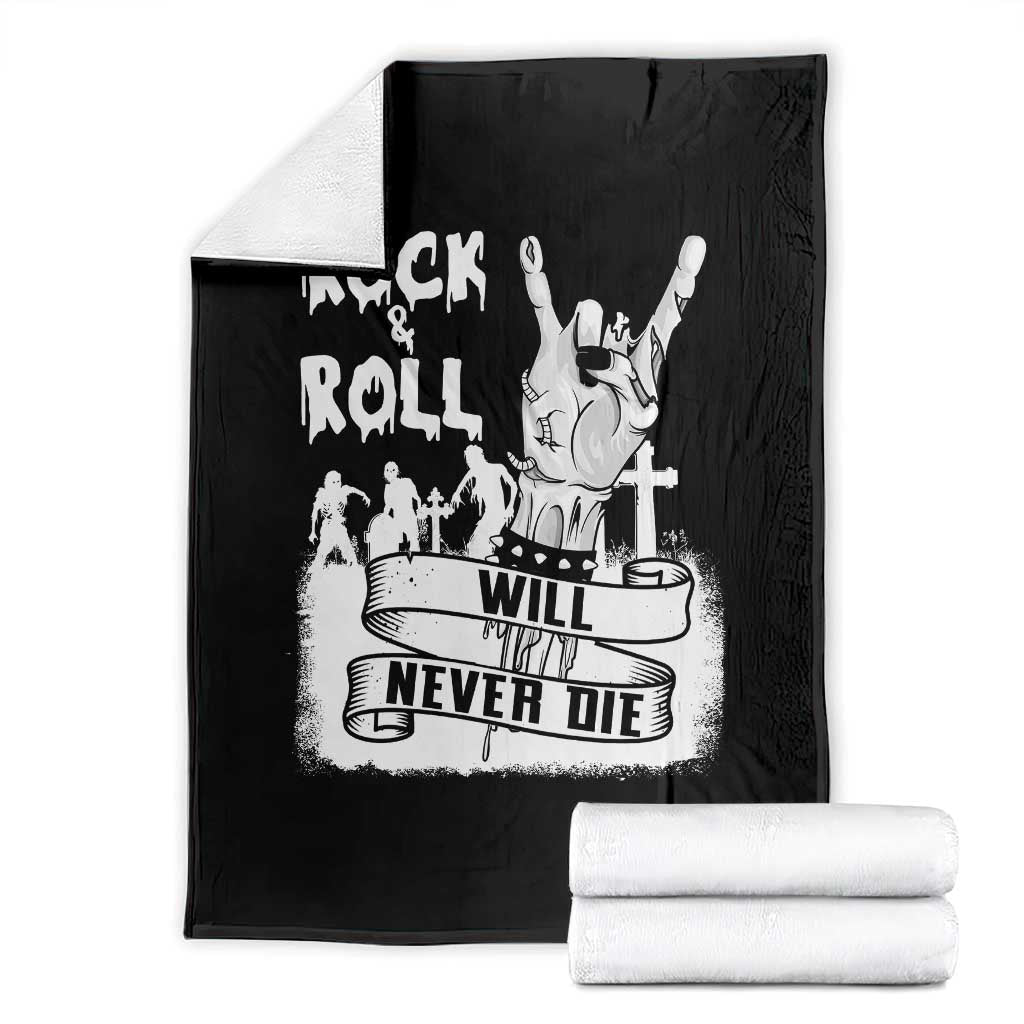 Halloween Rock N Roll Throw Blanket Will Never Die Zombie TS09 Black Print Your Wear