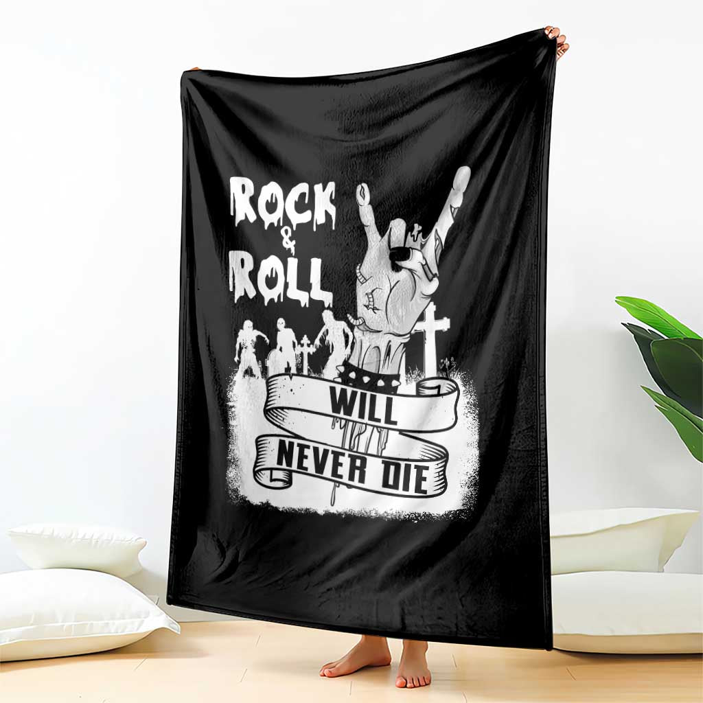Halloween Rock N Roll Throw Blanket Will Never Die Zombie TS09 Print Your Wear