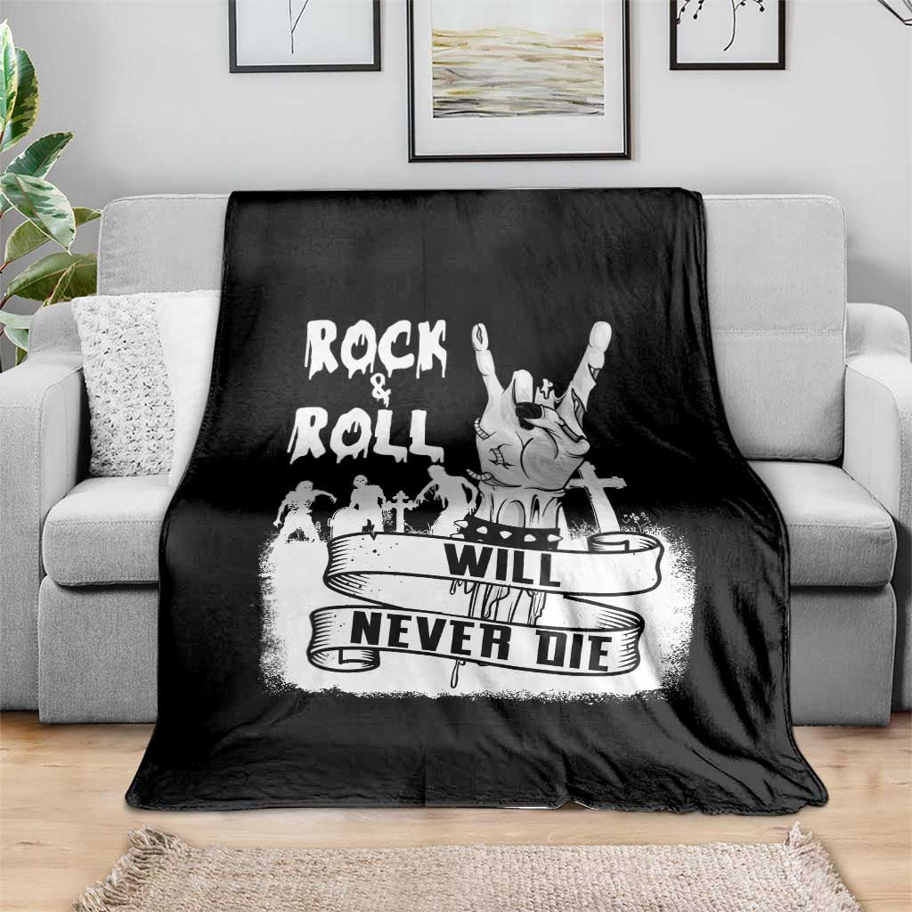 Halloween Rock N Roll Throw Blanket Will Never Die Zombie TS09 Print Your Wear