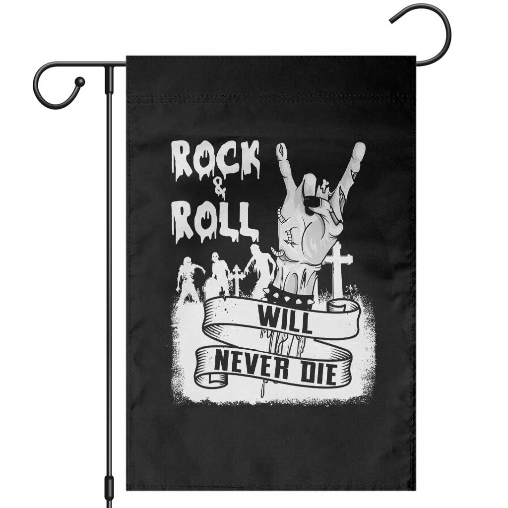 Halloween Rock N Roll Garden Flag Will Never Die Zombie TS09 Black Print Your Wear