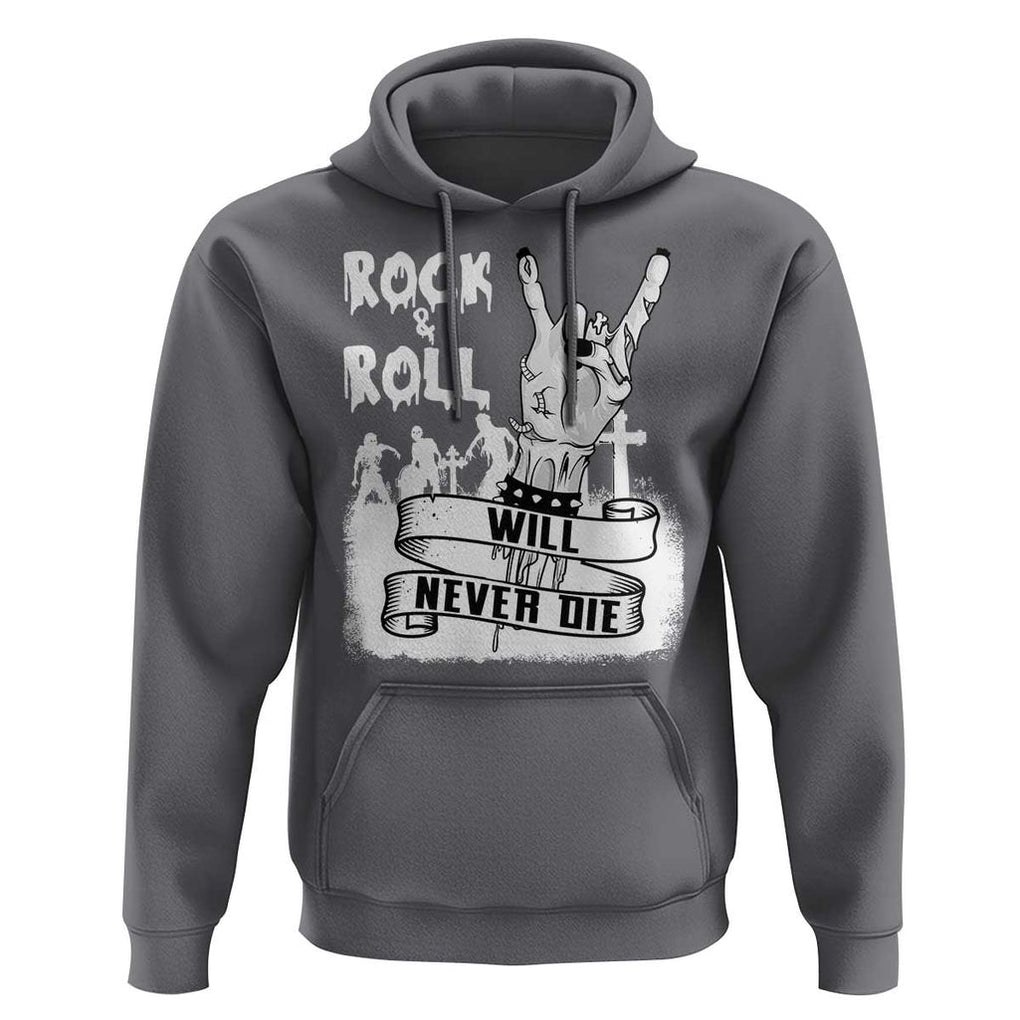 Halloween Rock N Roll Hoodie Will Never Die Zombie TS09 Charcoal Print Your Wear