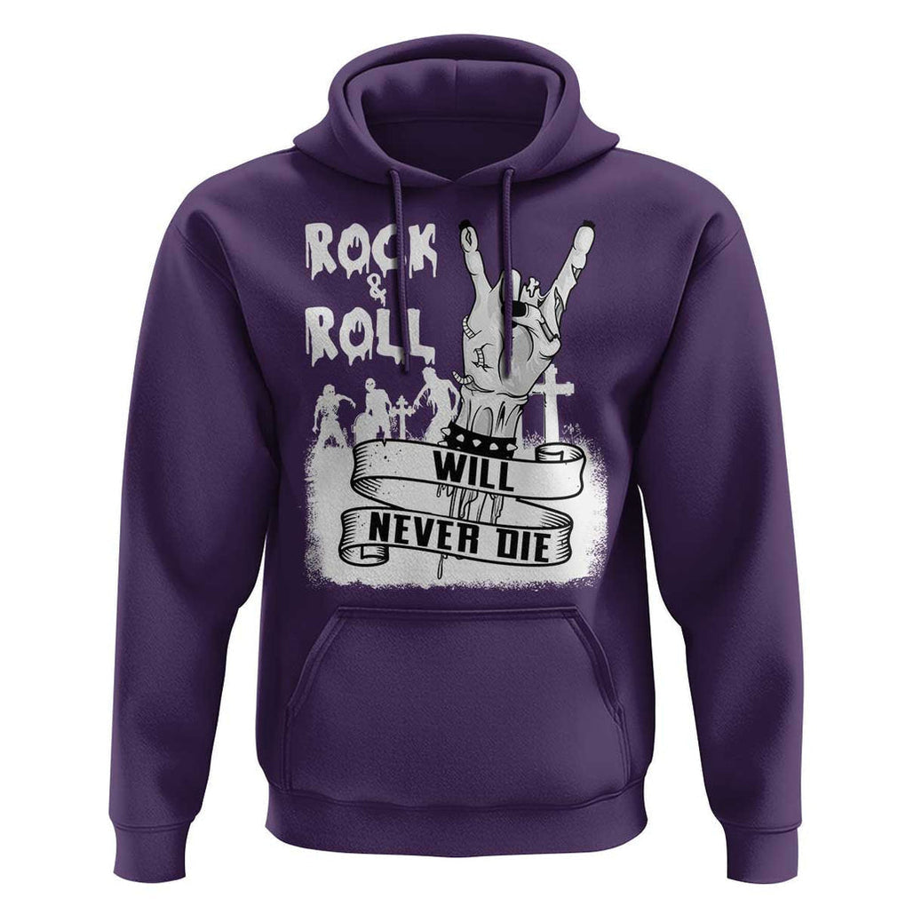 Halloween Rock N Roll Hoodie Will Never Die Zombie TS09 Purple Print Your Wear