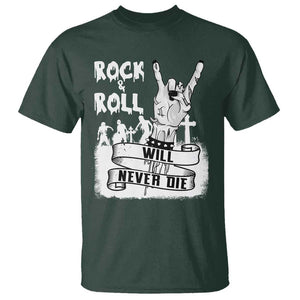 Halloween Rock N Roll T Shirt Will Never Die Zombie TS09 Dark Forest Green Print Your Wear
